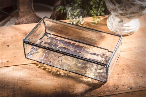 beveled metal box|Clear Beveled Glass Jewelry Keepsake Box, Home .